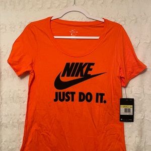 Nike Shirt. Orange with scoop neck. Sz Small. NWT